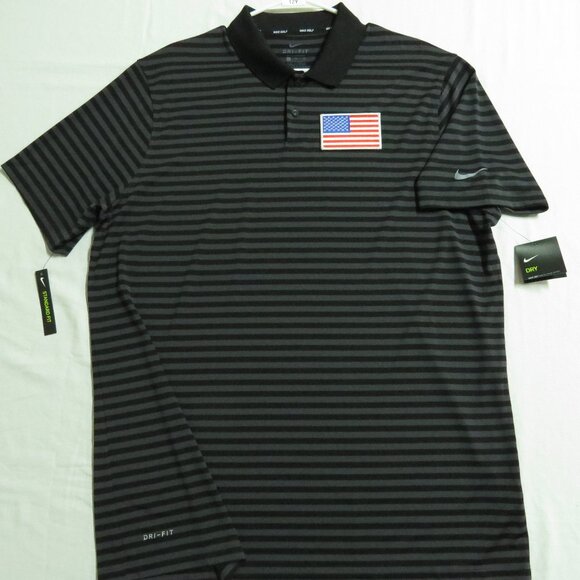 New XL USA Black/Gray Nike Dri-Fit Men's db #12Y Golf Polo Shirt - Picture 1 of 10